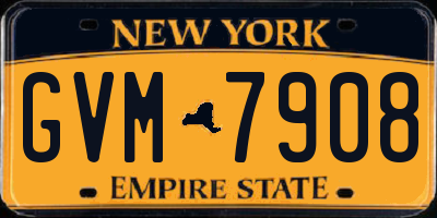 NY license plate GVM7908