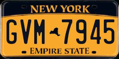 NY license plate GVM7945
