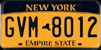 NY license plate GVM8012