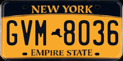 NY license plate GVM8036