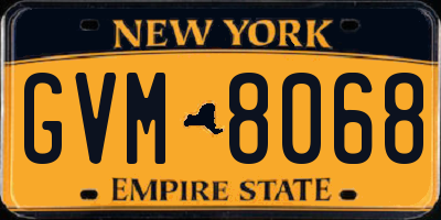 NY license plate GVM8068