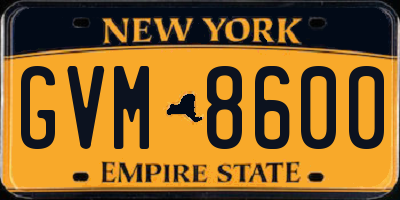 NY license plate GVM8600