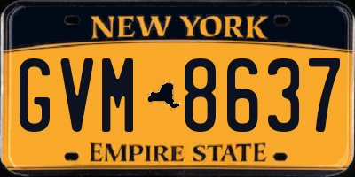 NY license plate GVM8637
