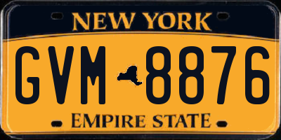 NY license plate GVM8876