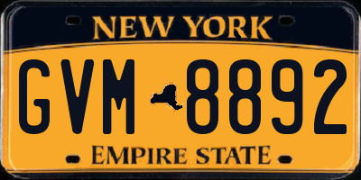 NY license plate GVM8892