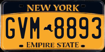 NY license plate GVM8893