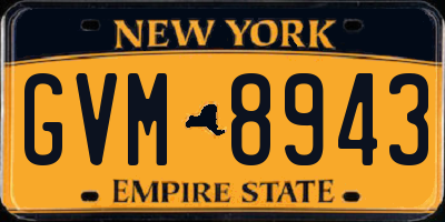 NY license plate GVM8943