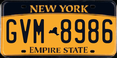 NY license plate GVM8986