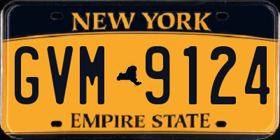 NY license plate GVM9124