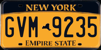 NY license plate GVM9235