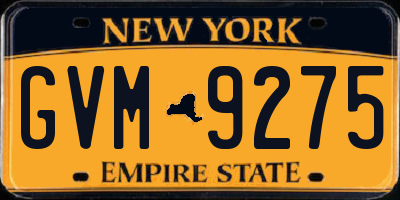 NY license plate GVM9275
