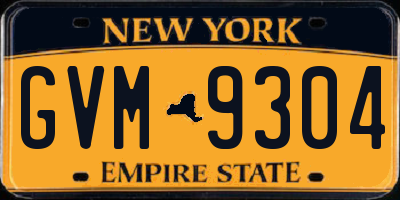 NY license plate GVM9304