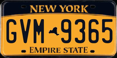NY license plate GVM9365