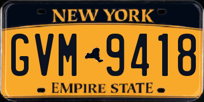 NY license plate GVM9418