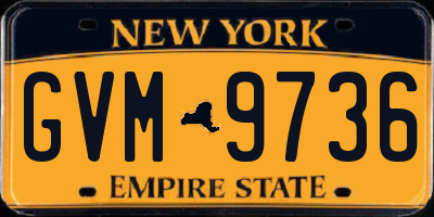 NY license plate GVM9736