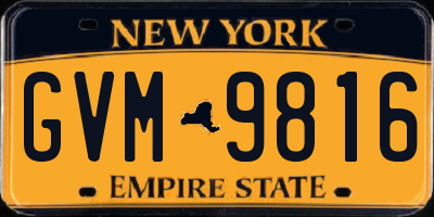 NY license plate GVM9816