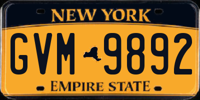 NY license plate GVM9892
