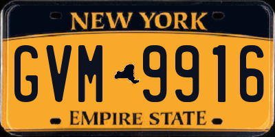 NY license plate GVM9916