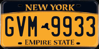 NY license plate GVM9933