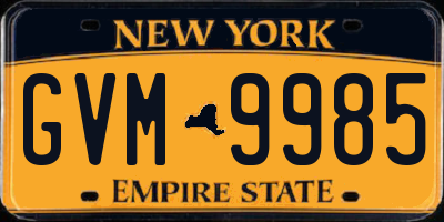 NY license plate GVM9985