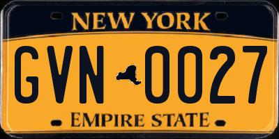 NY license plate GVN0027