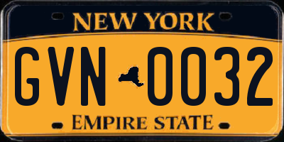 NY license plate GVN0032