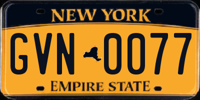 NY license plate GVN0077