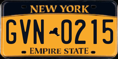 NY license plate GVN0215