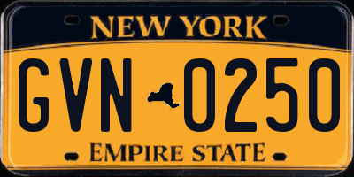 NY license plate GVN0250