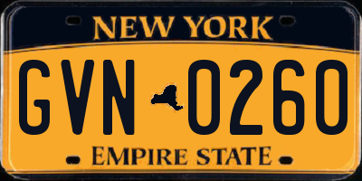 NY license plate GVN0260