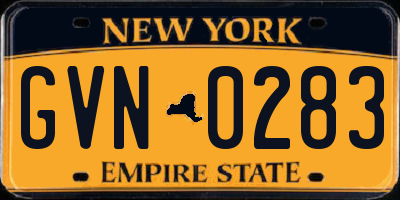 NY license plate GVN0283