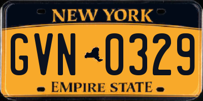 NY license plate GVN0329