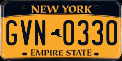 NY license plate GVN0330