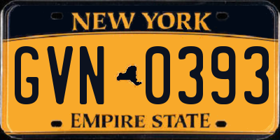 NY license plate GVN0393