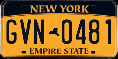 NY license plate GVN0481