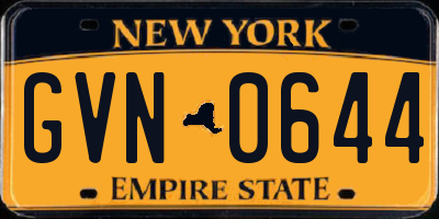 NY license plate GVN0644
