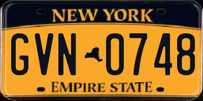 NY license plate GVN0748