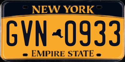 NY license plate GVN0933