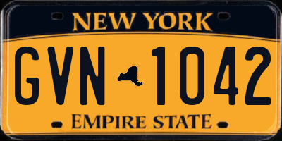 NY license plate GVN1042