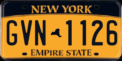 NY license plate GVN1126