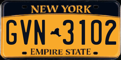 NY license plate GVN3102