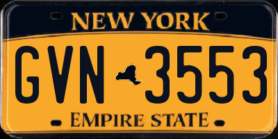 NY license plate GVN3553