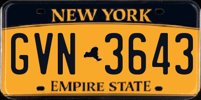 NY license plate GVN3643