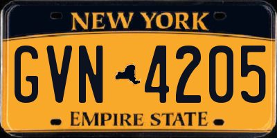 NY license plate GVN4205