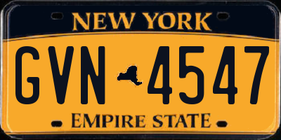 NY license plate GVN4547