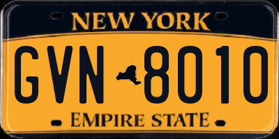 NY license plate GVN8010