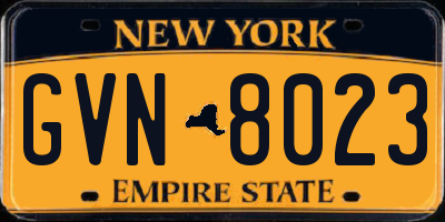 NY license plate GVN8023