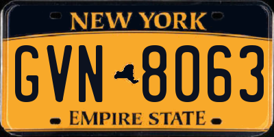 NY license plate GVN8063