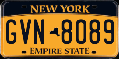 NY license plate GVN8089