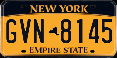 NY license plate GVN8145